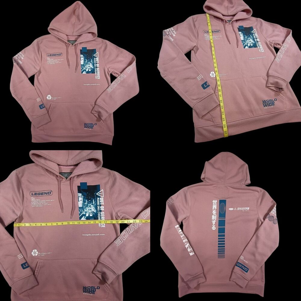 Brooklyn Cloth Hoodie Medium World Wide Legend All Over Print Spell out Sweatshi